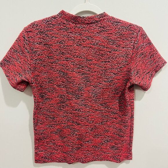 Free People Short Sleeve Tee Tweed Boucle Crop Top casual Size Small - Picture 5 of 7